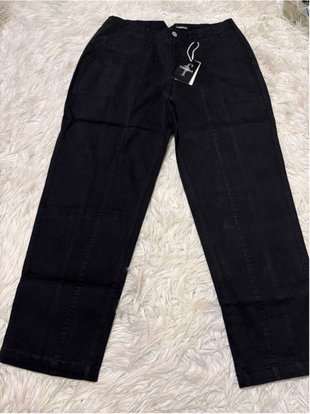 Flamingals Womens High Waisted Jeans Seamed Front Trendy Denim Pants L